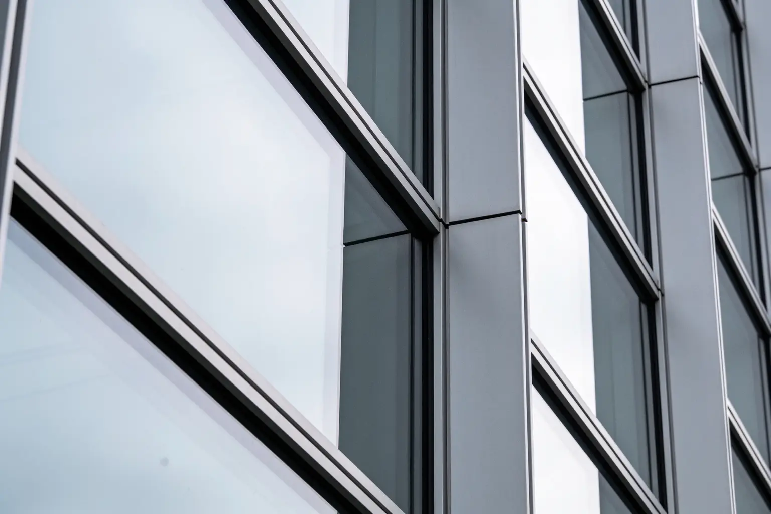 An aluminium-framed glass facade