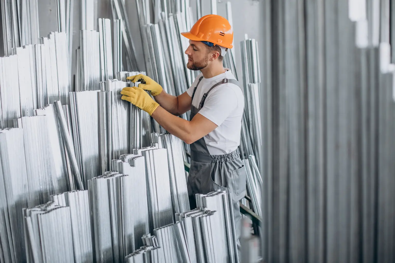 Extruded aluminium profiles handled in a plant